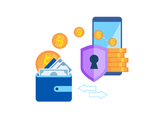 Secure Mobile wallet  Illustration