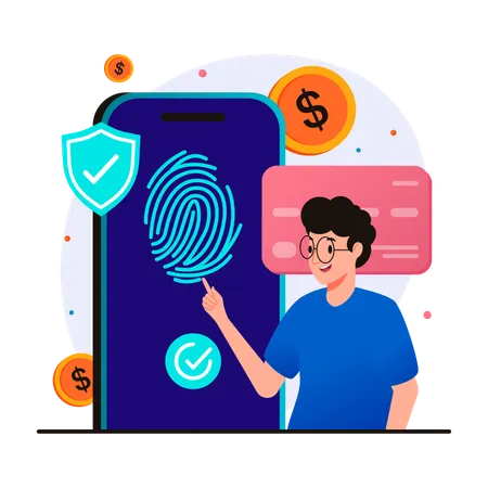 Secure payment using fingerprint  Illustration