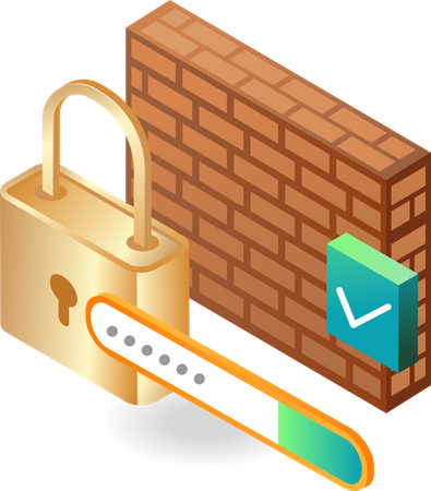 Security firewall protected with password  イラスト