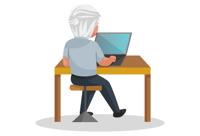 Security guard using laptop  Illustration