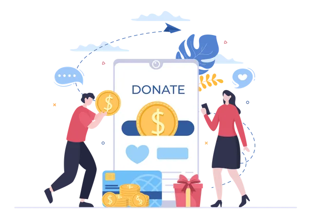 Send charity funds through card payment  Illustration