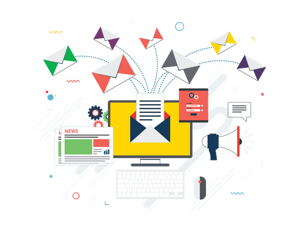 Sending business marketing email  Illustration