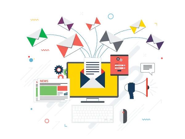 Sending business marketing email  Illustration