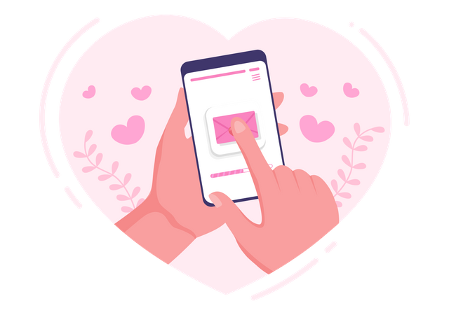 Sending Love mail from mobile  Illustration