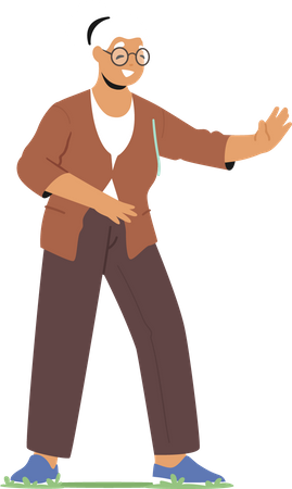 Senior Character Exercising Outdoors Making Tai Chi Exercises  Illustration