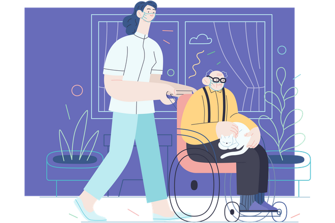 Senior home support  Illustration