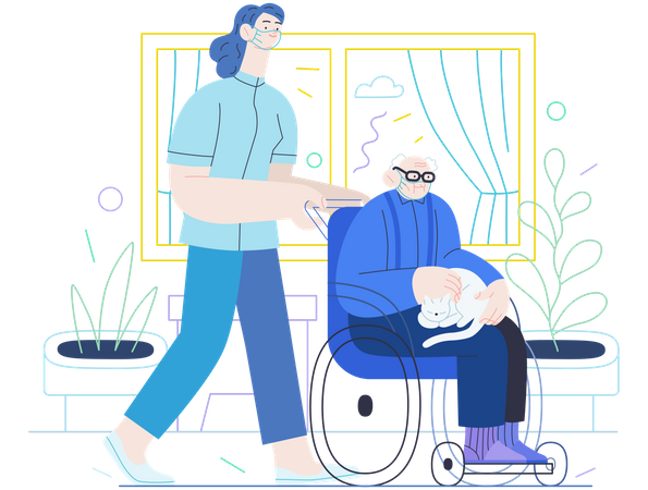 Senior home support  Illustration