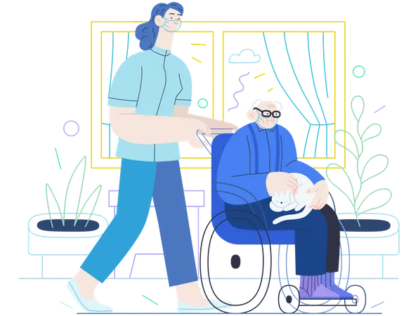 Senior home support  Illustration