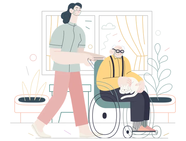 Senior home support  Illustration