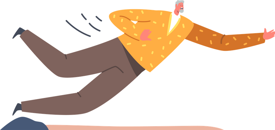 Senior male Falling Down on the Ground  Illustration