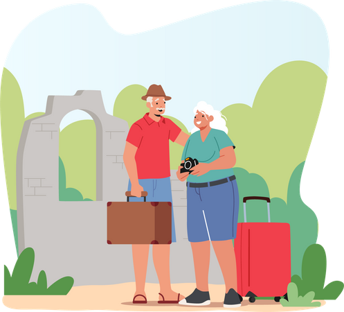 Senior Tourist in Trip  イラスト