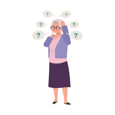 Senior Woman with Aging and Memory Loss  Illustration