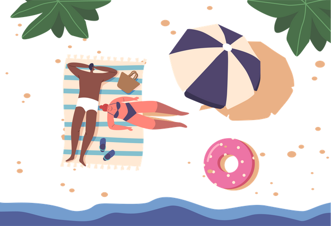 Serene Beach Scene  Illustration