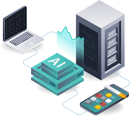 Server-KI-Datenanalyse für Smartphone-App-Entwickler  Illustration