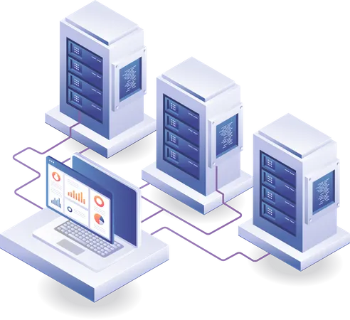 Server network analyst computer  Illustration