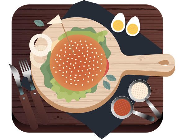 Serviert Burger  Illustration