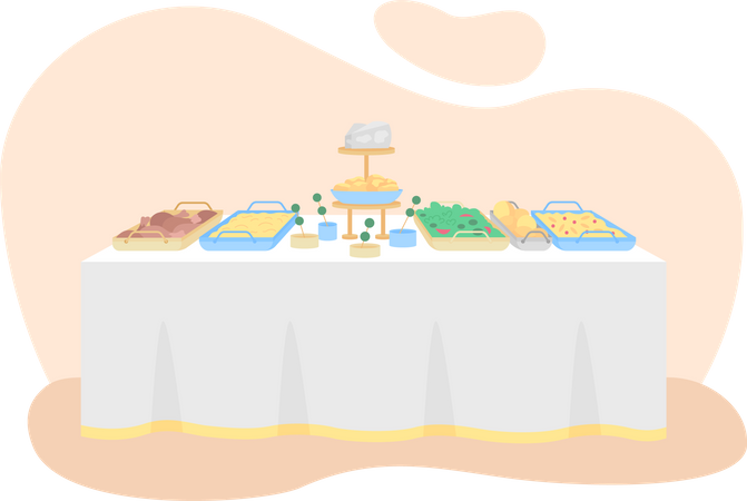 Servir des salades et des entrées pour le dîner  Illustration