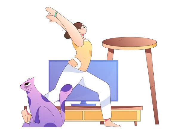 Sesión de yoga de dama  Ilustración