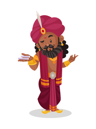 Shakuni holding gambling pieces  イラスト