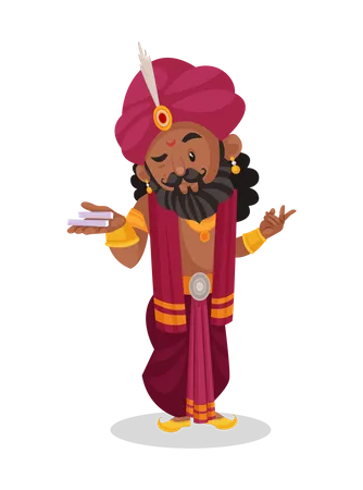 Shakuni holding gambling pieces  イラスト