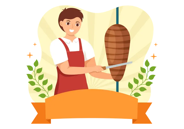 Cuisine de rue shawarma  Illustration