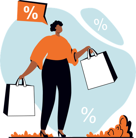 Shopping girl doing shopping in shopping sale  Illustration