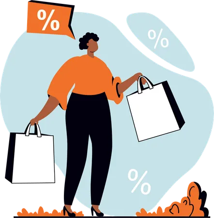 Shopping girl doing shopping in shopping sale  Illustration