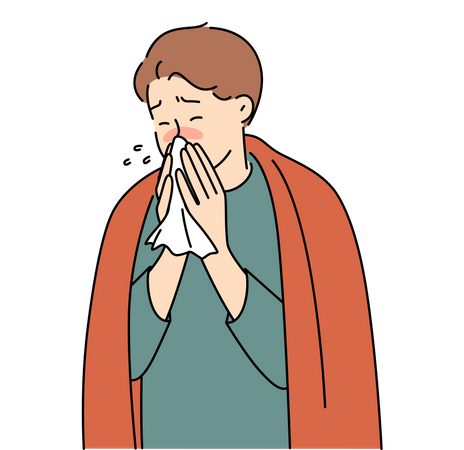 Sick man with running nose  Illustration