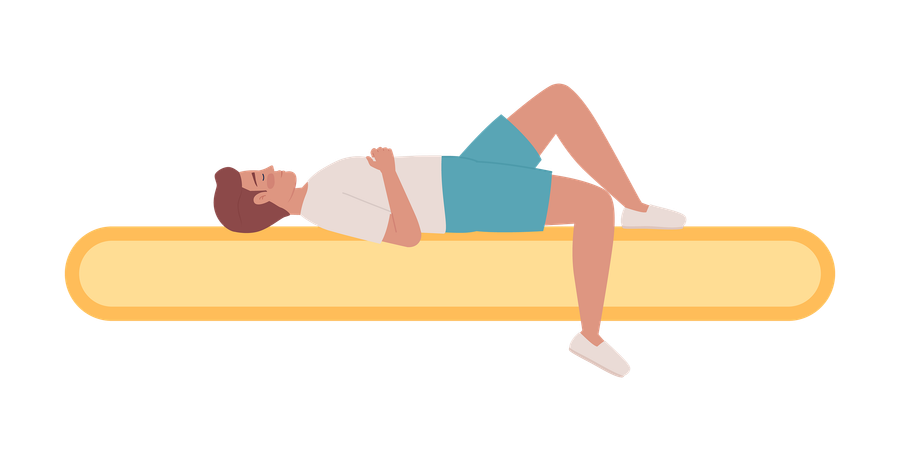 Homme faisant la sieste allongé sur la barre de chargement  Illustration