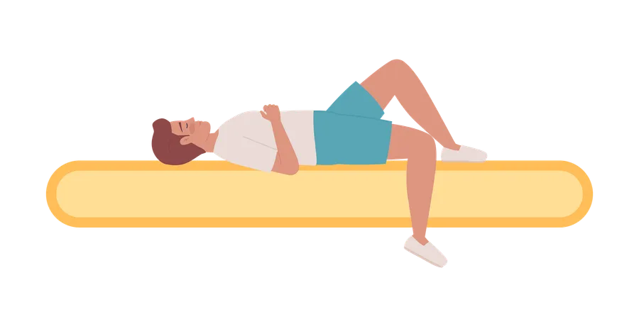 Homme faisant la sieste allongé sur la barre de chargement  Illustration