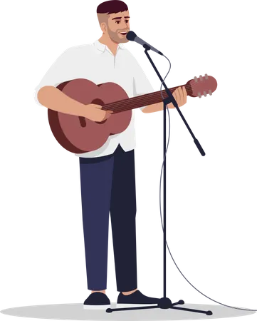 Singer singing song with guitar  Illustration