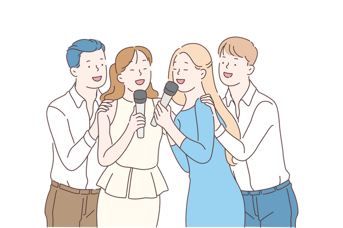 Singing group singing song  Illustration