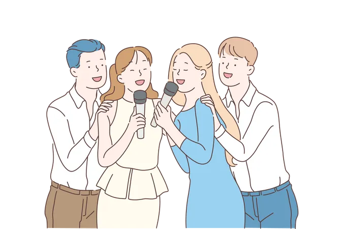 Singing group singing song  Illustration