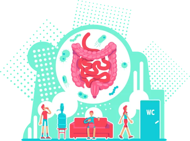 Cuidado de la salud del sistema digestivo.  Ilustración