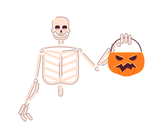 Skeleton trick-or-treating  Illustration