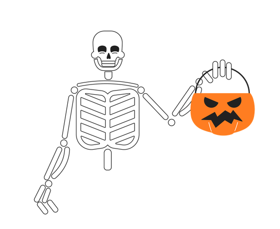 Skeleton trick-or-treating  Illustration