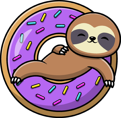 Sloth Lying On Doughnut  Illustration