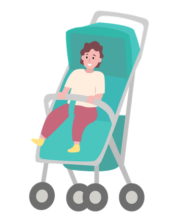 Small Child sitting in walker  Illustration