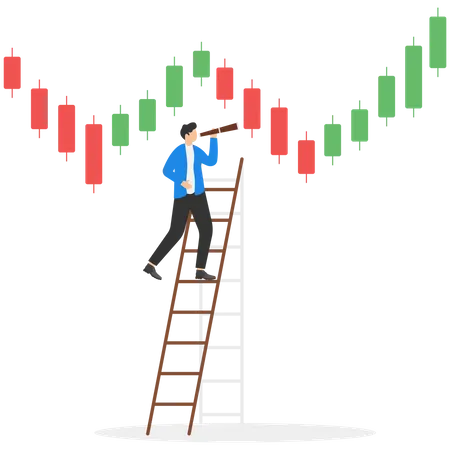 Smart Businessman Investor Look On Candlestick Chart For Future Investment  Illustration