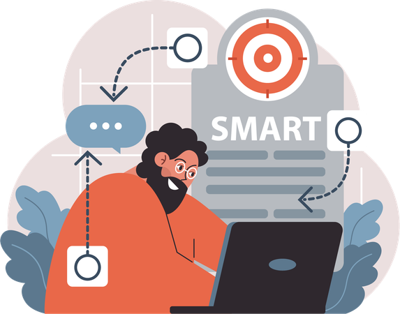 Smart employee working on target  Illustration