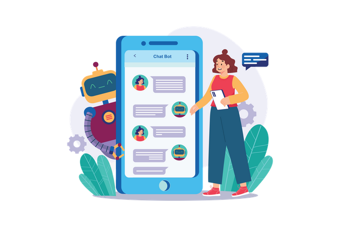 Smartphone Bot Chat Service  Illustration