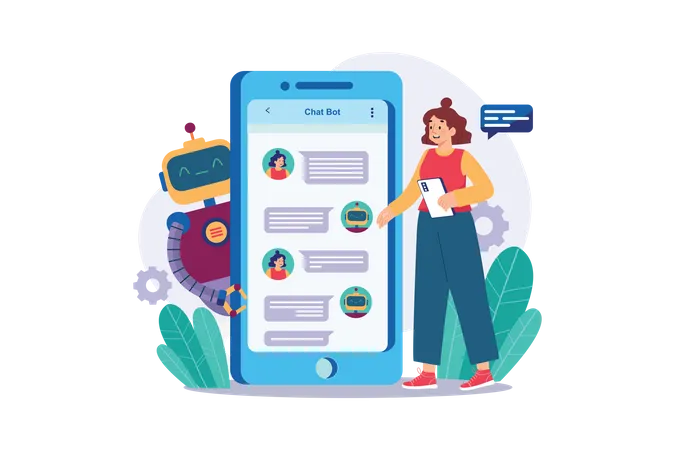 Smartphone Bot Chat Service  Illustration