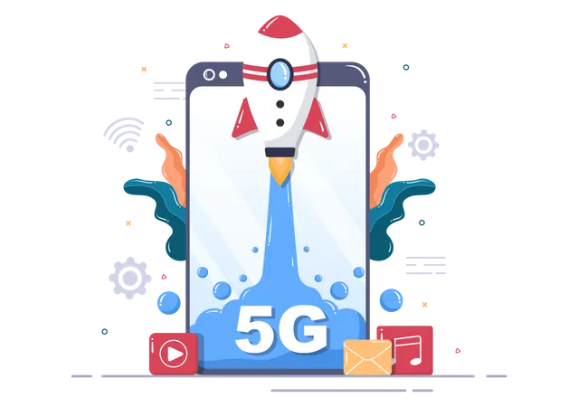 Smartphone com tecnologia 5g  Ilustração