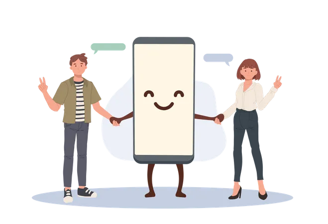 Smartphone friendship  Illustration