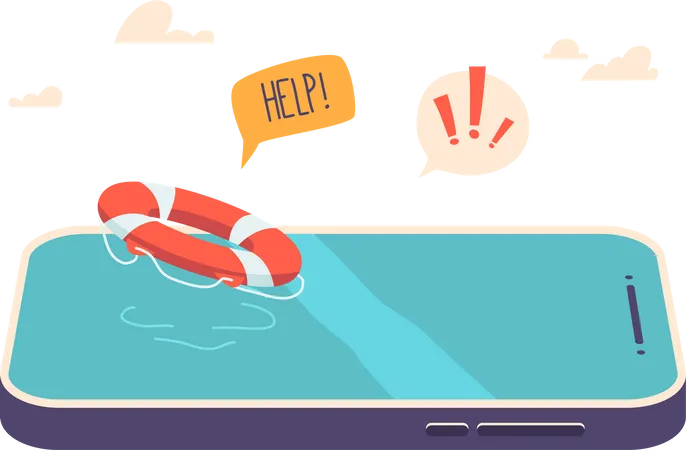 Smartphone Screen With Lifebuoy Symbolizes  イラスト