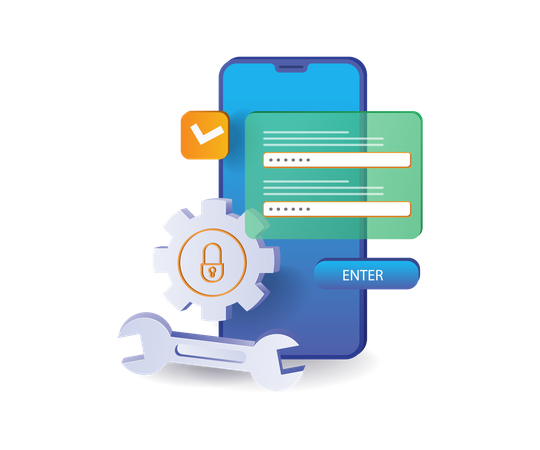 Smartphone security password mechanism  Illustration