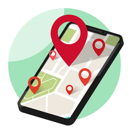 Smartphone with map  Illustration