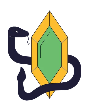 Snake around ancient diamond  イラスト