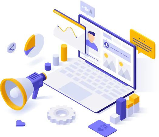 Social media marketing analysis  Illustration