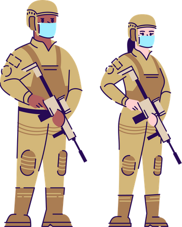 Soldiers in pandemic  Illustration